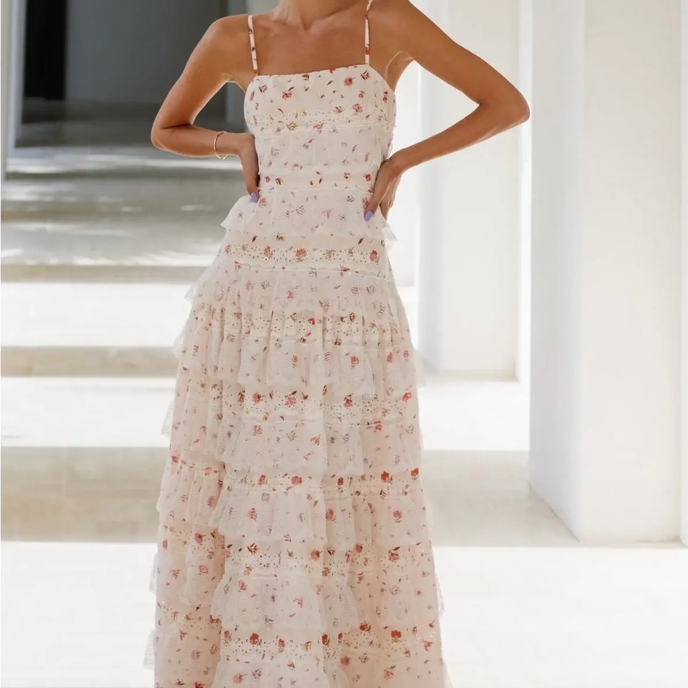 Lovette Maxi Lace Dress Floral Tiered